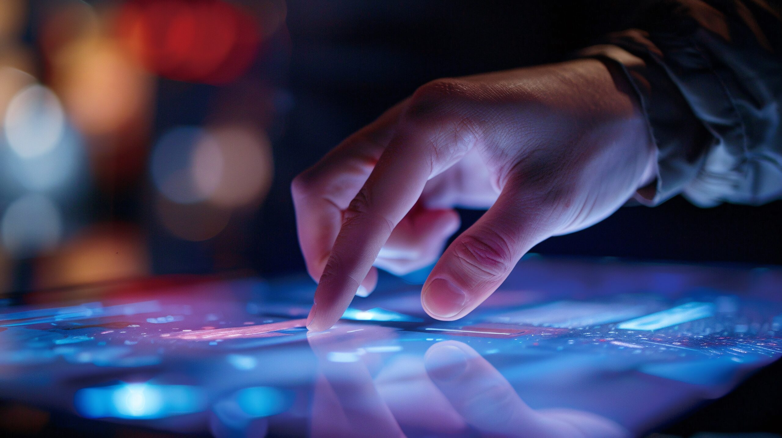 Close-up of a person’s hand interacting with a smart device’s touchscreen , Generative AI Close-up of a person's hand interacting with a smart device's touchscreen , Generative AI